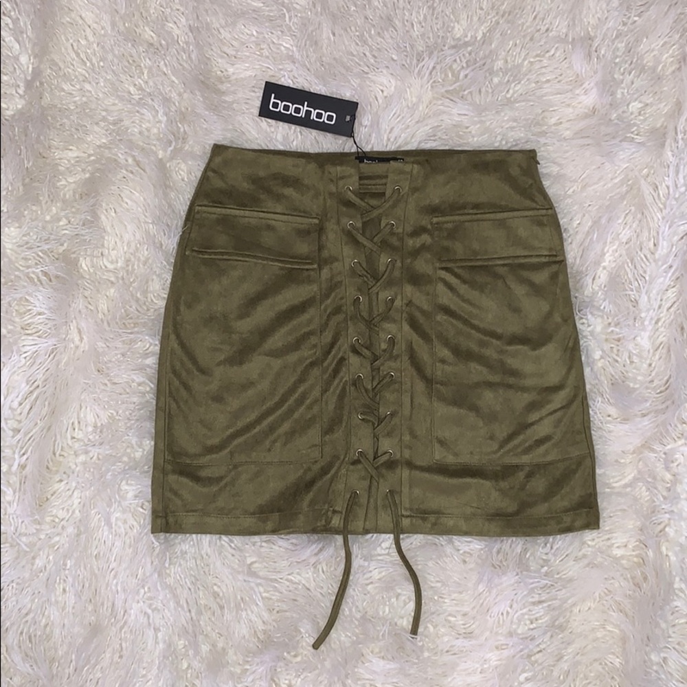 Suede lace up skirt